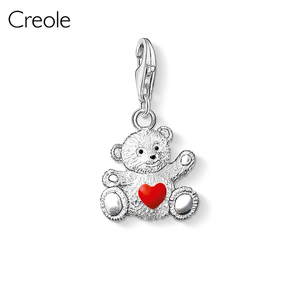 Poodle Dog Eiffel Tower Bear Pumpkin Ballet Shoes Rabbit Lighthouse Charm Pendant,2019 Summer Jewelry 925 Sterling Silver Gift
