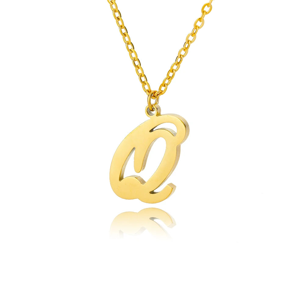 Dainty Initial Letter Necklaces For Women Gold Color Minimalist Stainless Steel Initial Necklace Femme Wedding Jewelry Gift