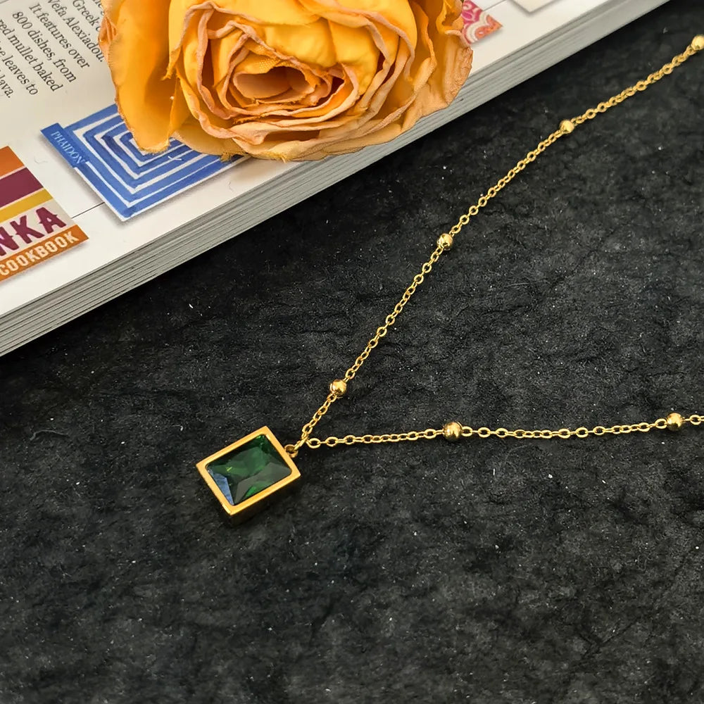 Colliers pendentifs géométriques simples pour hommes femmes en acier inoxydable bijoux rectangles Cadenas Para Hombre Collares Para Mujer