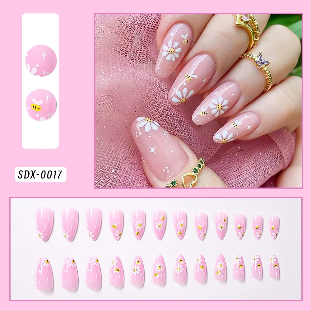 24 faux ongles courts carrés cercueil français paillettes portables faux ongles acryliques couverture complète femmes ballerine presser sur les ongles conseils