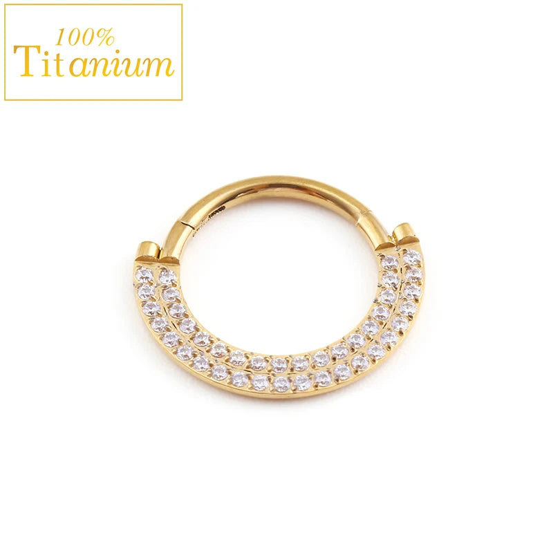 Anneaux de nez en titane G23, clicker de septum articulé, segment pour l'oreille, le tragus, le cartilage, l'hélix, le daith, le piercing labial, bijoux, boucles d'oreilles dorées