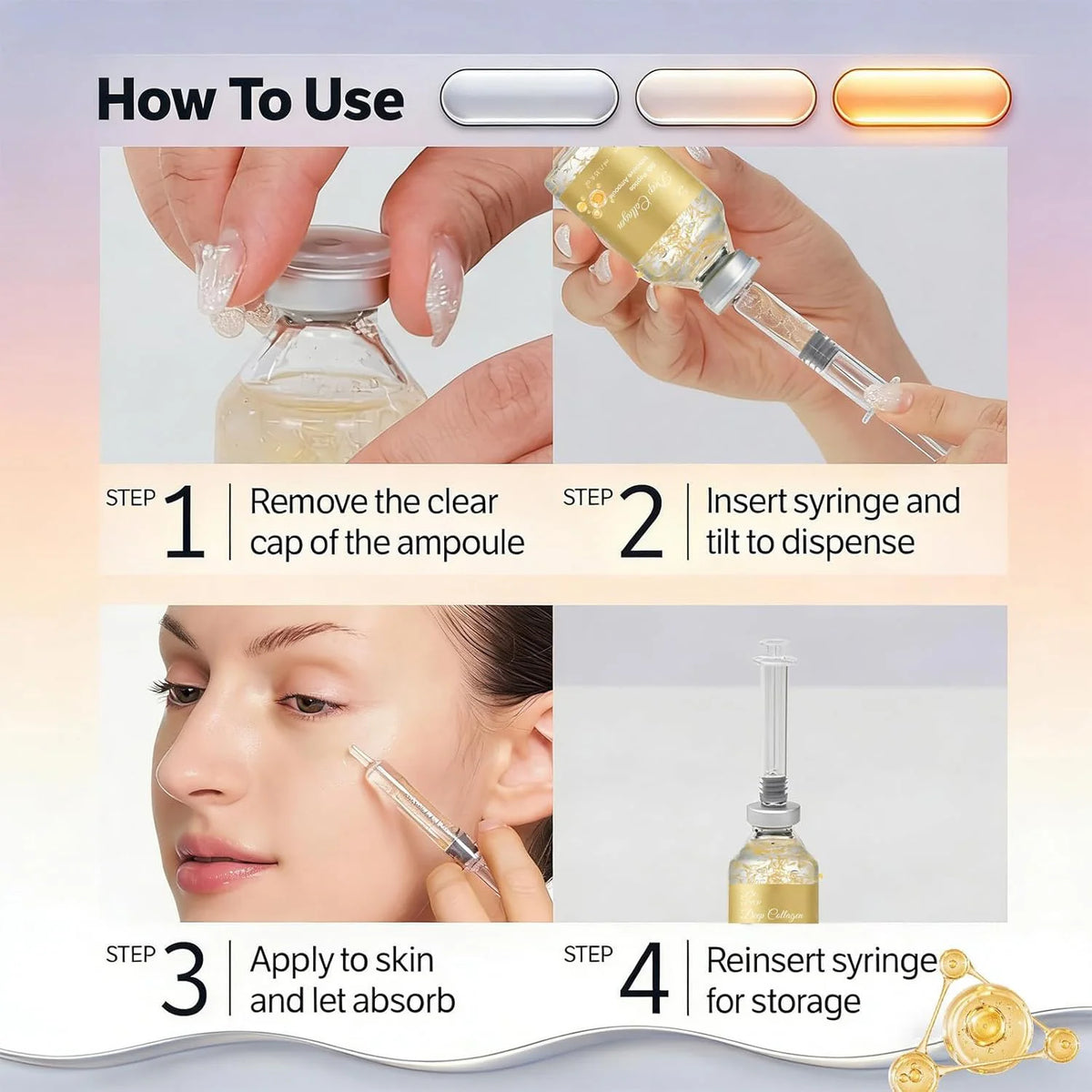 Sérum visage Coréen au collagène et peptides de soie, ampoule liftante intensive, élasticité de la peau, hydratant, réparateur de barrière cutanée, antioxydant