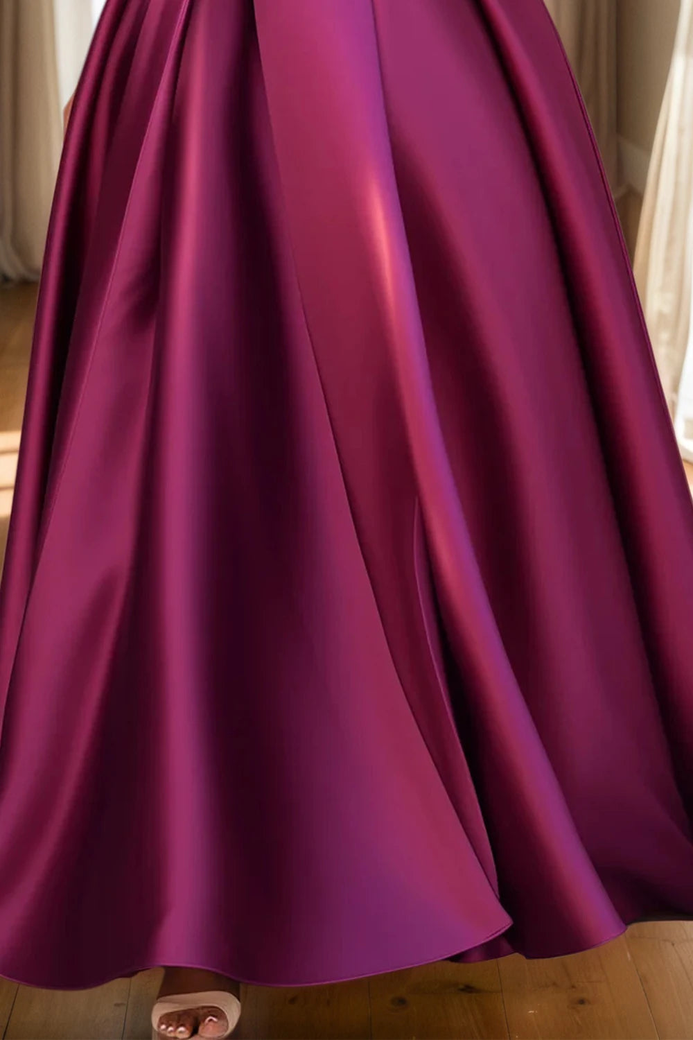 Women's Plus Size Evening Dress One Sleeve Pleated A-Line Elegant Wedding Guest Cocktail Maxi Dresses Off Shoulder Formal Dress