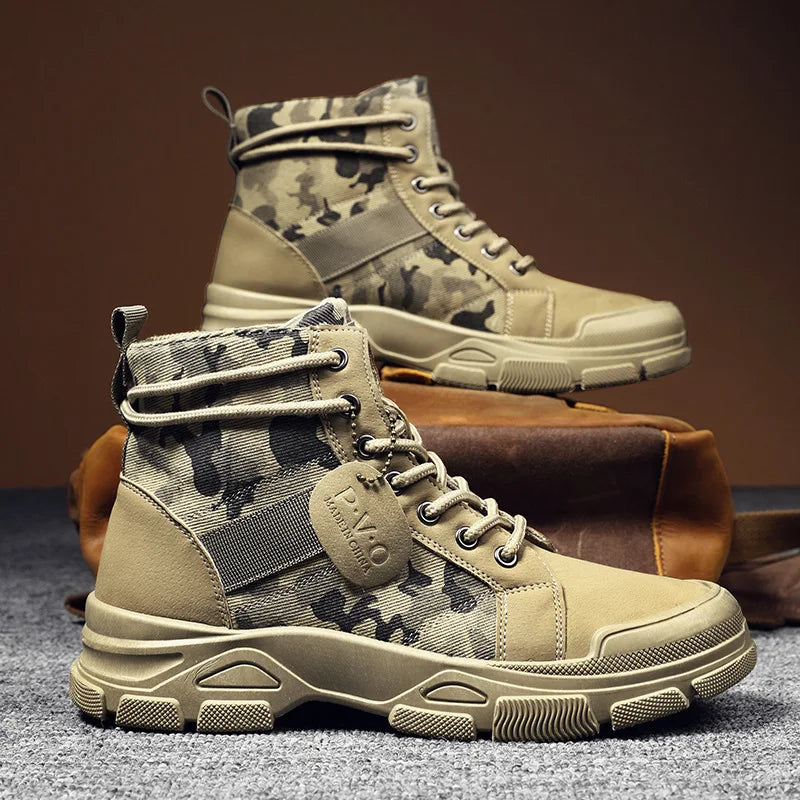 Men Boots Casual Outdoor Desert Boots Autumn Fashion Camouflage Lace-up Platform Shoes Man Botas Masculina Zapatos Hombre
