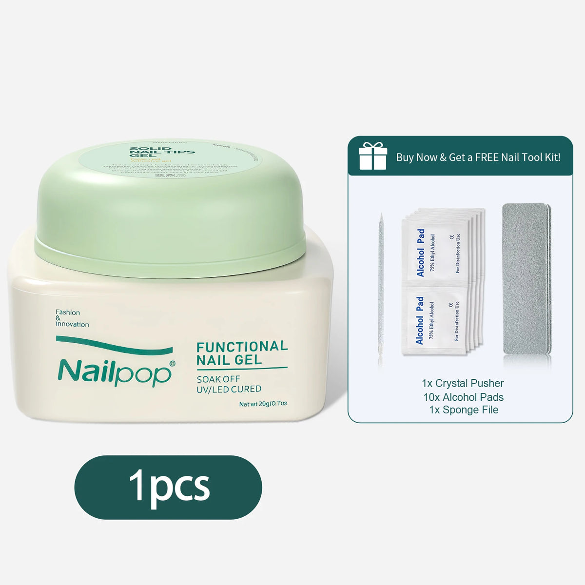 Nailpop Solid Nail Gel for Acrylic Nails Tips - Sculpting & Rhinestone Adhesive UV Gel Strong Adhesion Long-Lasting 20g