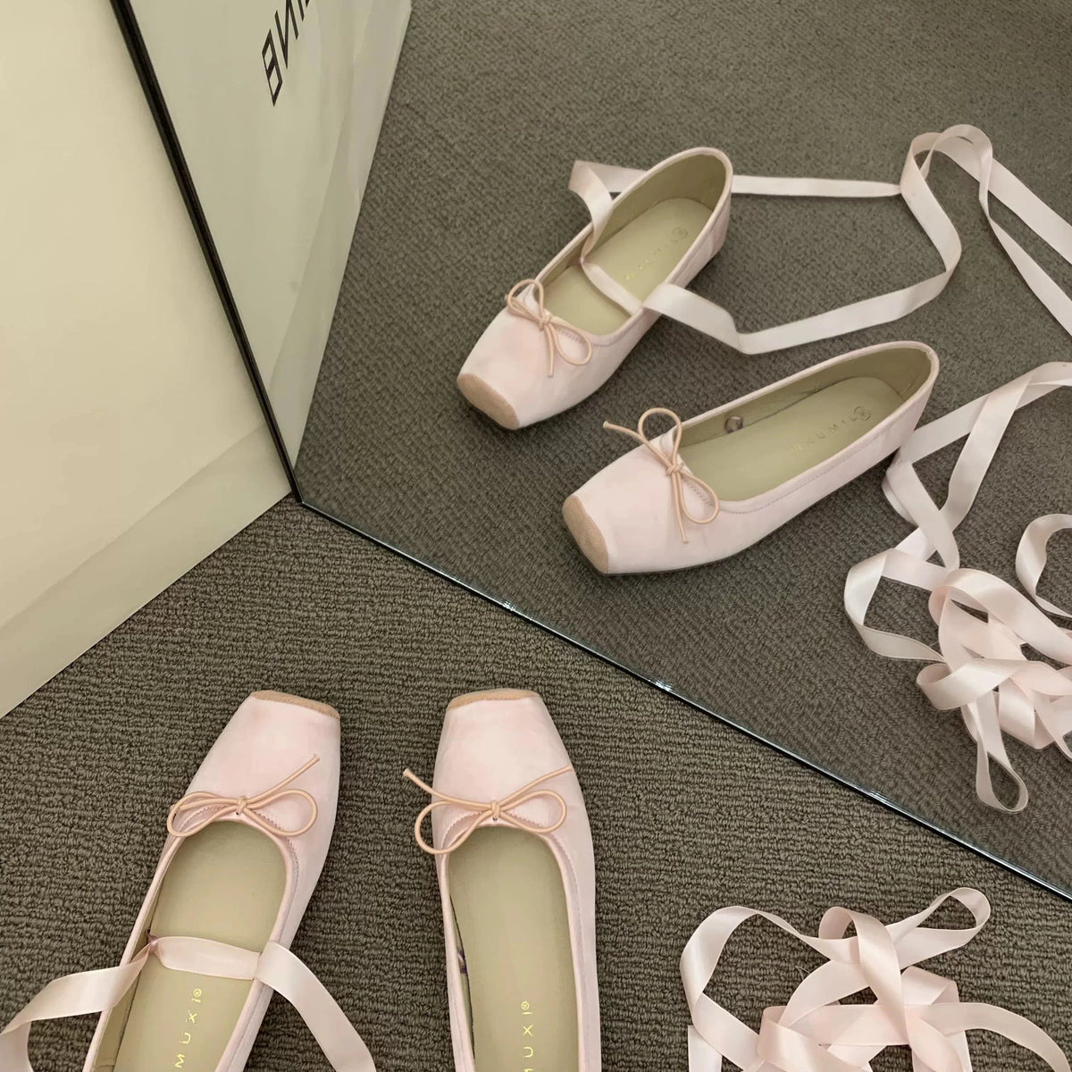 Women's Ballet Flats Ballerina Shoes 2026 Summer New Flower Mary Jane Comfortable Riband Strap Elegant Flats for Women 51441