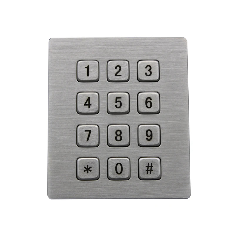 Industrial Keyboard with 12 Keys IP65 3x4 Kiosk Metal USB Keypad Stainless Steel Metallic Waterproof Slim Electric Lock Keypad