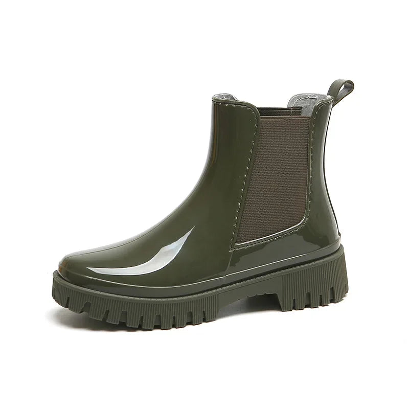 Rain Shoes Women Waterproof Boots Chelsea Chunky Galoshes Garden Work Rubber Boot Female Oil-proof Non-slip Kitchen Footwear