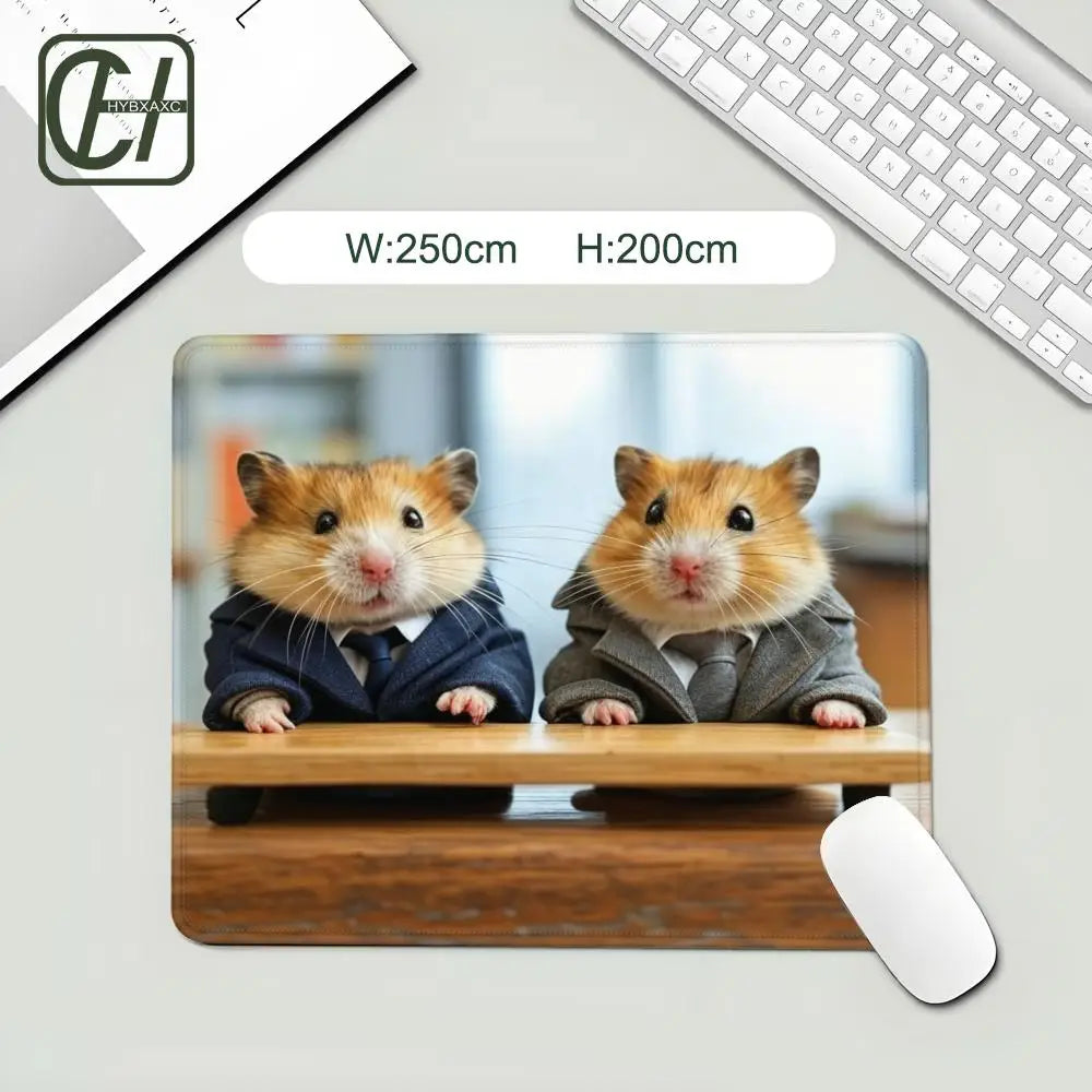 Funny Office Hamster Team Mouse Pad HYBXX Coding Hamster Selfie Desk Mat, Non-Slip Gaming Mouse Pad for Developer Office Decor