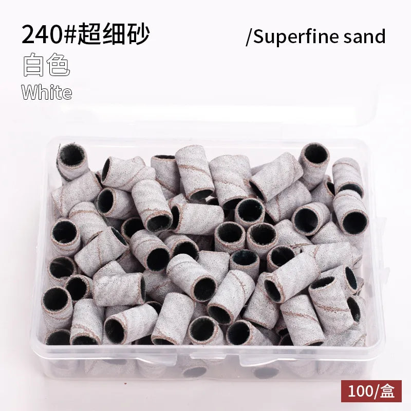 Large Nail Sanding Bands Set 100pcs/box Professional 180Grit Electric Manicure Sandband for Acrylic Nails
