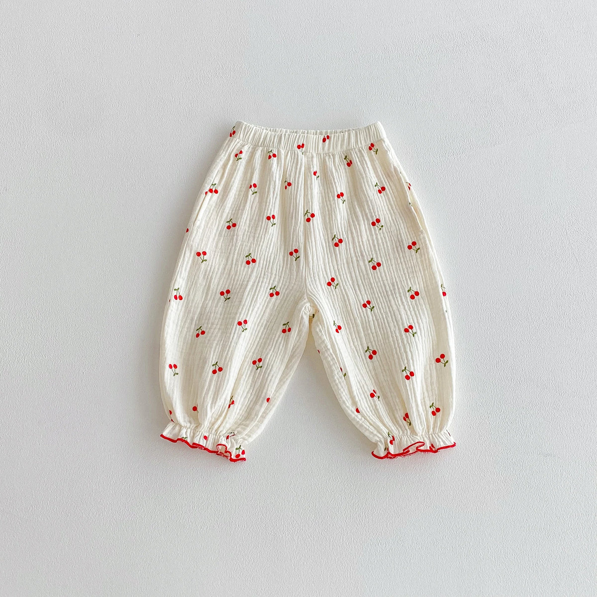 Little Cherry, A Full-Print Long-Sleeved Set With a Large Lapel, Sweet and Casual Long Pants