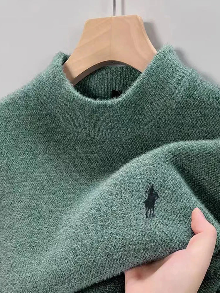 Luxury brand embroidered sweater men designer new round neck casual top winter plush thick warm knit pullover fashion men's wear
