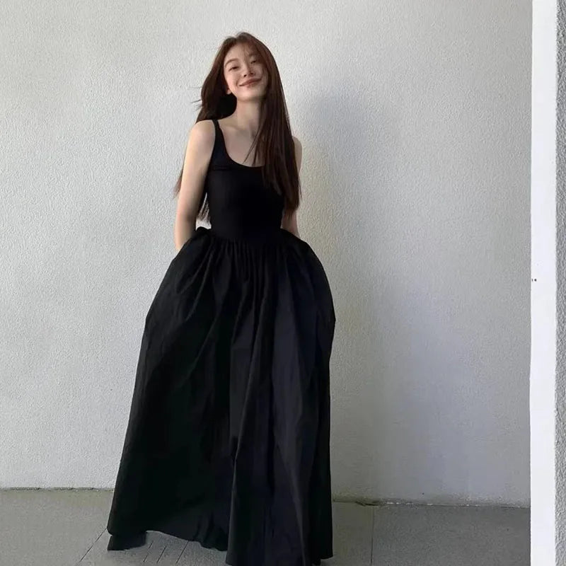 Black Strapless Long Dress Women Fashion Slim Sleeveless O-Neck High Waist Dresses Female 2026 Spring Summer new Party Vestidos