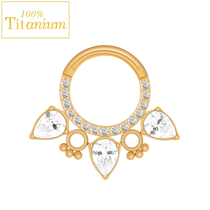 Anneaux de nez en titane G23, clicker de septum articulé, segment pour oreille, tragus, cartilage, hélix, daith, lèvre, bijoux de piercing, boucles d'oreilles dorées