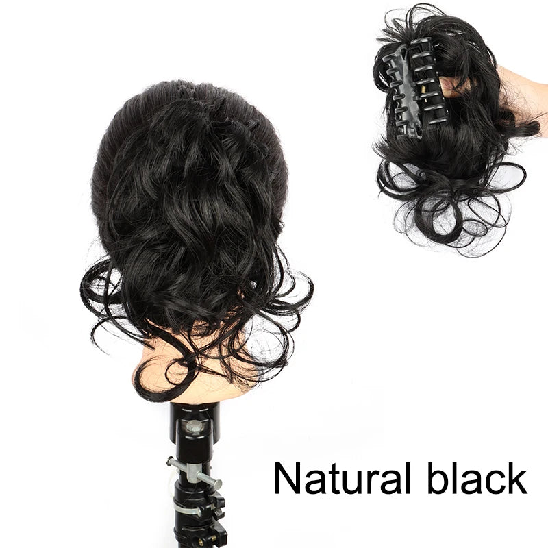 WIGSIN Synthetic Claw Chignon Short Messy Curly Hair Bun Hairpiece For Women Scrunchy Clip-on Hair Fake Hair
