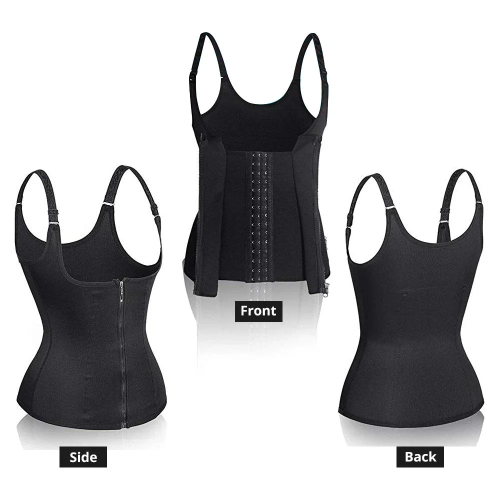 Débardeur serre-taille pour femme, avec fermeture éclair, gaine amincissante, contrôle du ventre, sans manches, haut de sport pour femme, sous-vêtement sculptant.