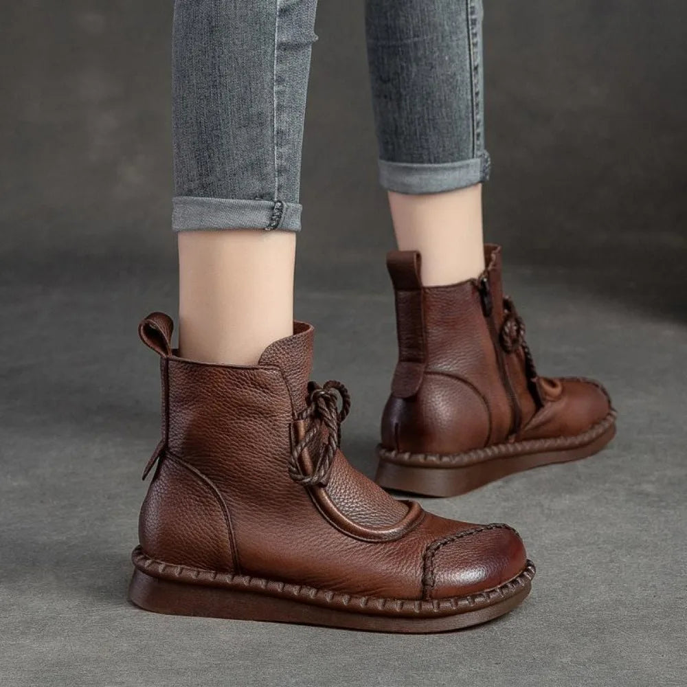Women's Winter Boots New Retro Shoes Women Ankle Boots for Women Soft Bottom Soft Surface Casual Women's Short Boots Side Zipper