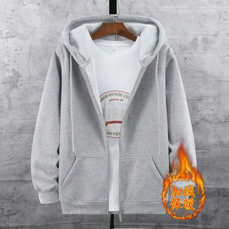 Men's And Women's American Style Hooded Zipper Cardigan Lamb Velvet Sweatshirt Autumn Winter Thickened Warm Casual Outerwear