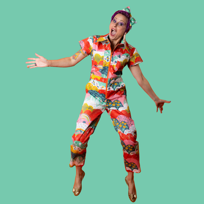 Jumpsuit in Mint & Strawberry Meadow Print