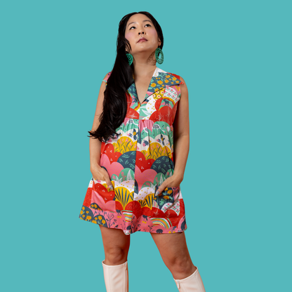 Glam Mini House Dress in Mint & Strawberry Meadow