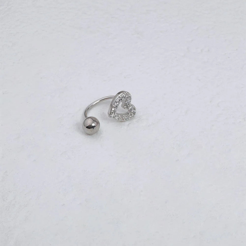 1Pc Zircon Heart-Shaped Nose Ring, 14K Gold Plated Stainless Steel Piercing Jewelry for Women Daily Wear Body Piercing Accessory