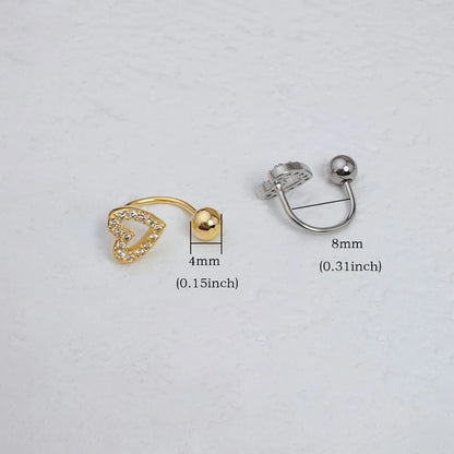 1Pc Zircon Heart-Shaped Nose Ring, 14K Gold Plated Stainless Steel Piercing Jewelry for Women Daily Wear Body Piercing Accessory