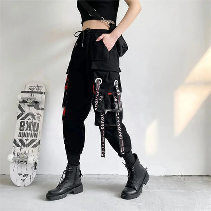Pants Men Women Aesthetic Harem Pants Punk Pockets Joggers Harajuku Femme Hiphop Trousers Techwear Y2k Egirl Clothes Pants Boys
