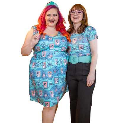 T-shirt à manches tulipes Brownstone Betties en aqua et pêche
