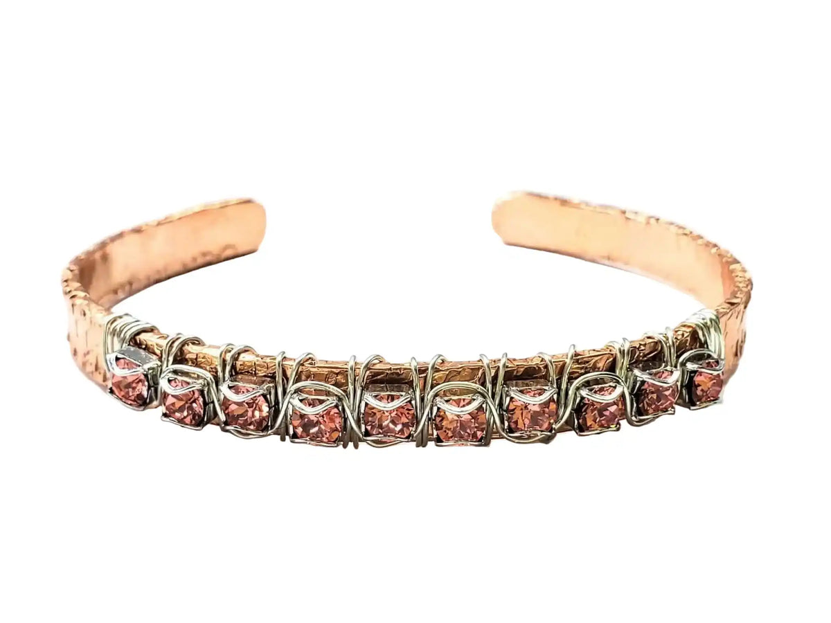 16 Gauge Copper Rhinestone Cuff Bangle