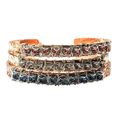 Jonc bracelet en cuivre avec strass, calibre 16