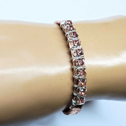 Jonc bracelet en cuivre avec strass, calibre 16