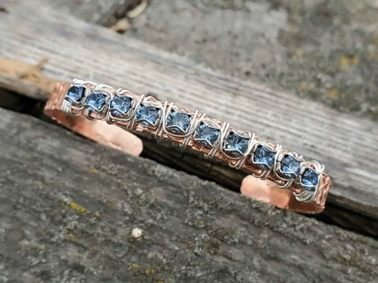 Jonc bracelet en cuivre avec strass, calibre 16