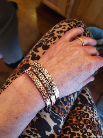 Jonc bracelet en cuivre avec strass, calibre 16