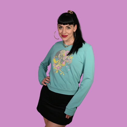 Pull bouffant fleuri bleu Catalina
