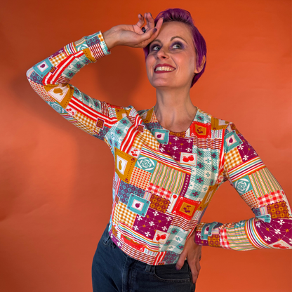 Pull patchwork magenta