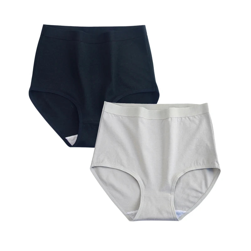 FallSweet 2 Pcs/Lot Cotton Underwear Women High Waist Panties Comfortable Solid Color Underpants Plus Size Lingerie M-XXXL