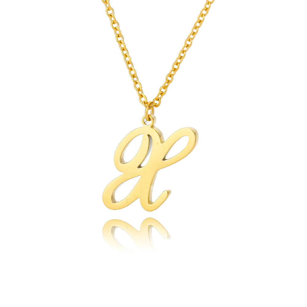 Dainty Initial Letter Necklaces For Women Gold Color Minimalist  Stainless Steel Initial Necklace Femme Wedding Jewelry Gift