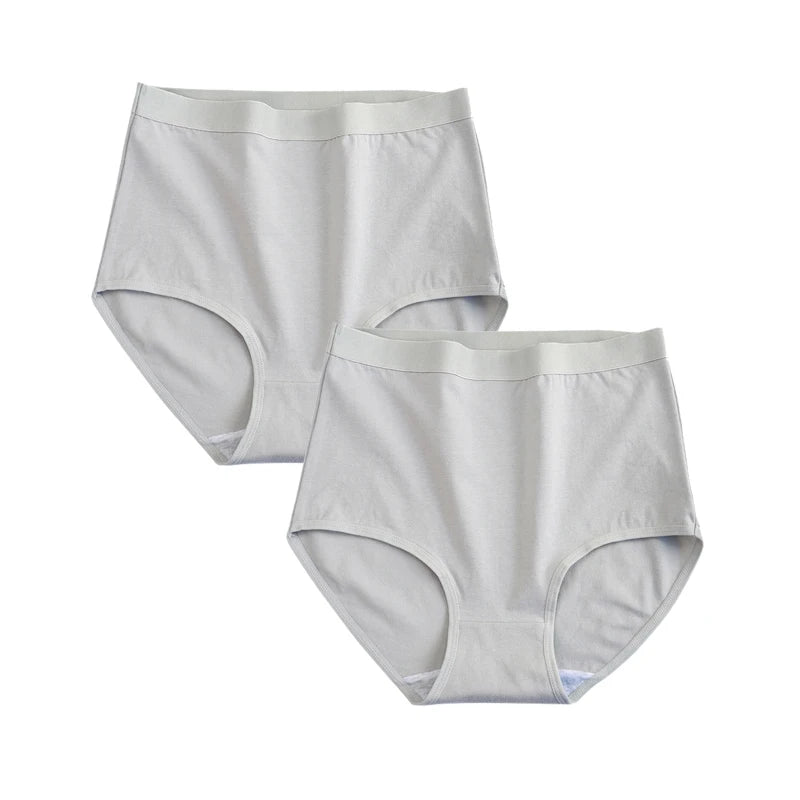 FallSweet 2 Pcs/Lot Cotton Underwear Women High Waist Panties Comfortable Solid Color Underpants Plus Size Lingerie M-XXXL