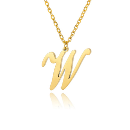 Dainty Initial Letter Necklaces For Women Gold Color Minimalist  Stainless Steel Initial Necklace Femme Wedding Jewelry Gift