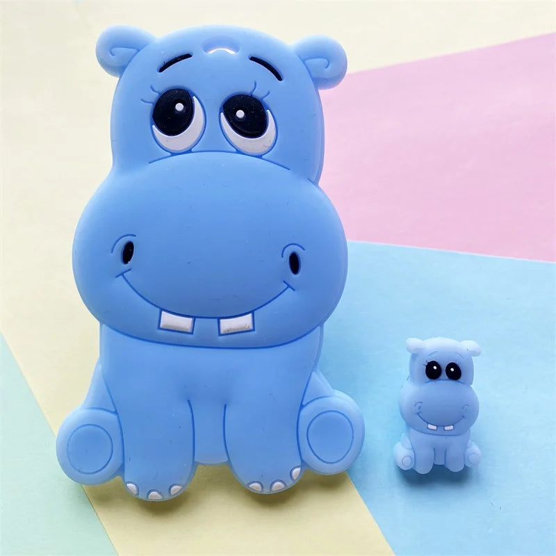 2pcs / Set Mini Silicone Elephant Lion Cat Teether Beads Baby Toy Teether Rattle BPA Free Silicone Teether
