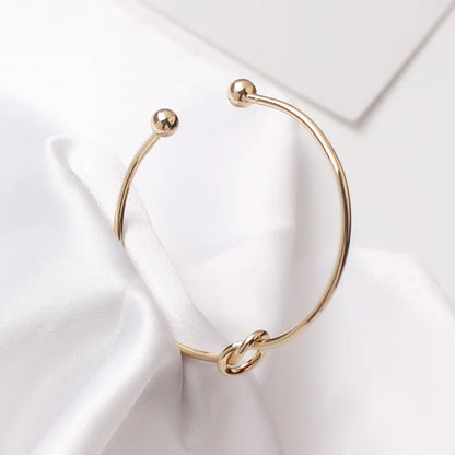 New Trendy Round Circular Open Knot Cuff Bangle Bracelets For Women Elegant Gold Color Noeud Armband Pulseiras Girl Jewelry