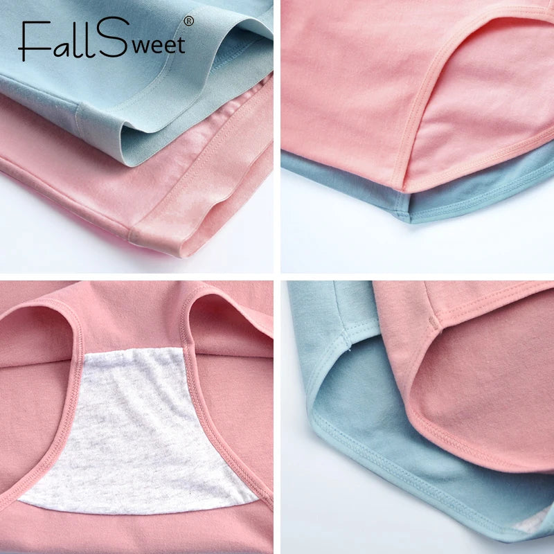 FallSweet 2 Pcs/Lot Cotton Underwear Women High Waist Panties Comfortable Solid Color Underpants Plus Size Lingerie M-XXXL