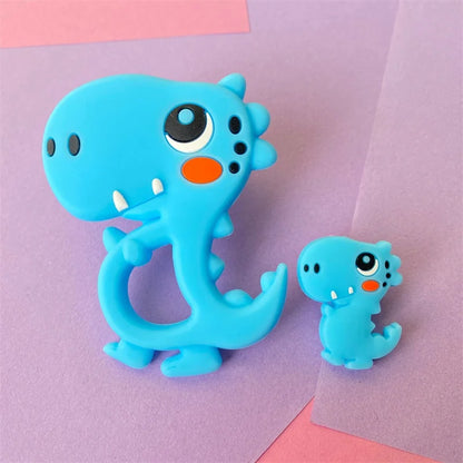 2pcs / Set Mini Silicone Elephant Lion Cat Teether Beads Baby Toy Teether Rattle BPA Free Silicone Teether