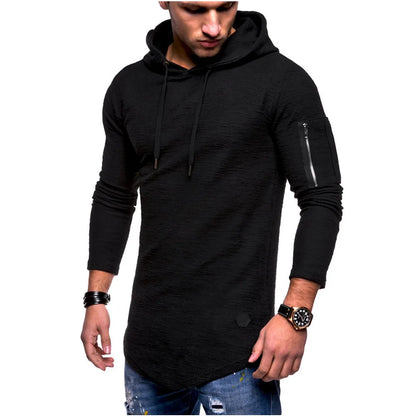 New Spring Men's Hooded T Shirt Slim Fit Cotton Long Sleeve Casual Zipper T-shirts Tops and Tees Hoodies Tshirt for Men  MY174