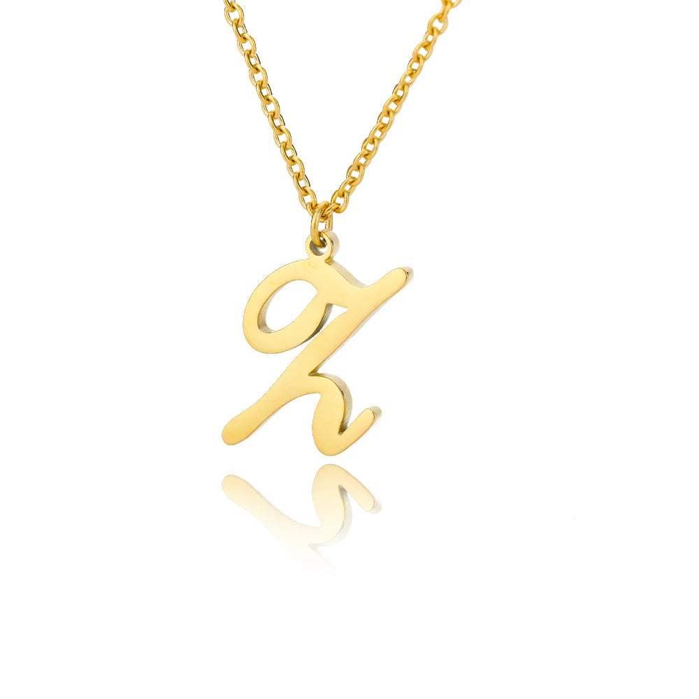 Dainty Initial Letter Necklaces For Women Gold Color Minimalist  Stainless Steel Initial Necklace Femme Wedding Jewelry Gift