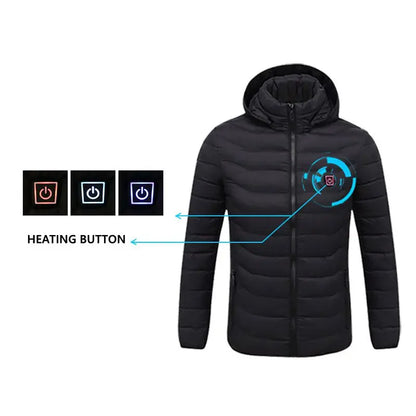 Men's Winter Warm USB Heating Parka Smart Thermostat Pure Color Hooded Heated Jacket Bobojaco Padded Clothing