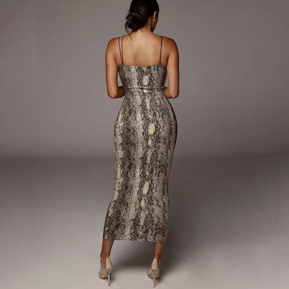 Robe midi sexy sans manches à col en V, imprimé léopard, mode femme, streetwear printemps, tenues de fête de Noël