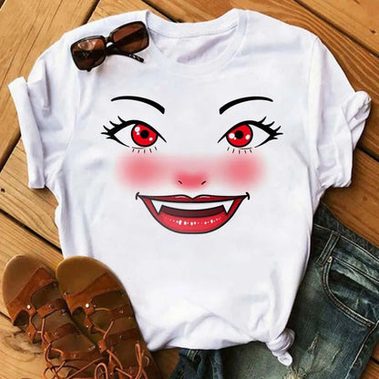 Maycaur Fashion Graphic Women Tops Eyelashes Print Kawaii Lashes Women T Shirt Tee Funny Makeup Aesthetic Shirt Camisas Mujer