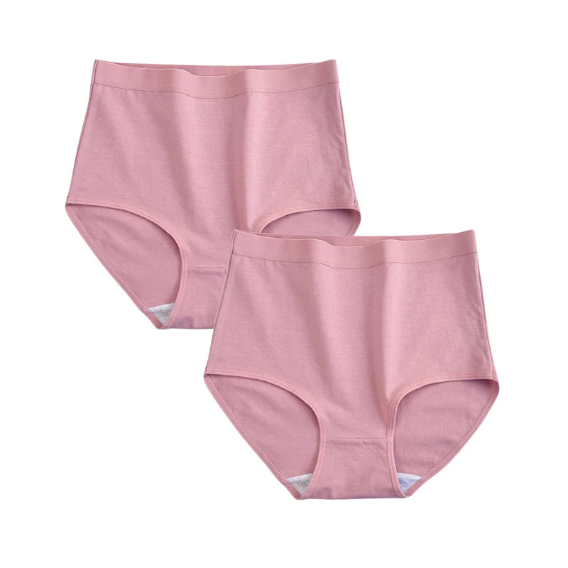 FallSweet 2 Pcs/Lot Cotton Underwear Women High Waist Panties Comfortable Solid Color Underpants Plus Size Lingerie M-XXXL