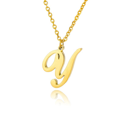Dainty Initial Letter Necklaces For Women Gold Color Minimalist  Stainless Steel Initial Necklace Femme Wedding Jewelry Gift